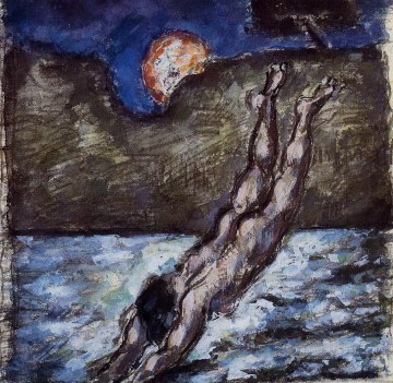 Mujer sumergiéndose en el agua Paul Cezanne Pinturas al óleo